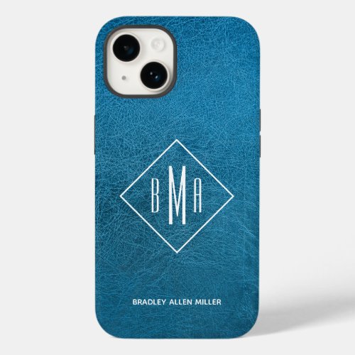 Monogram Blue Leather Case_Mate iPhone 14 Case