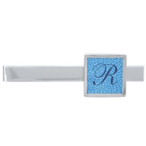 Monogram Blue Leopard Skin Tie Bar