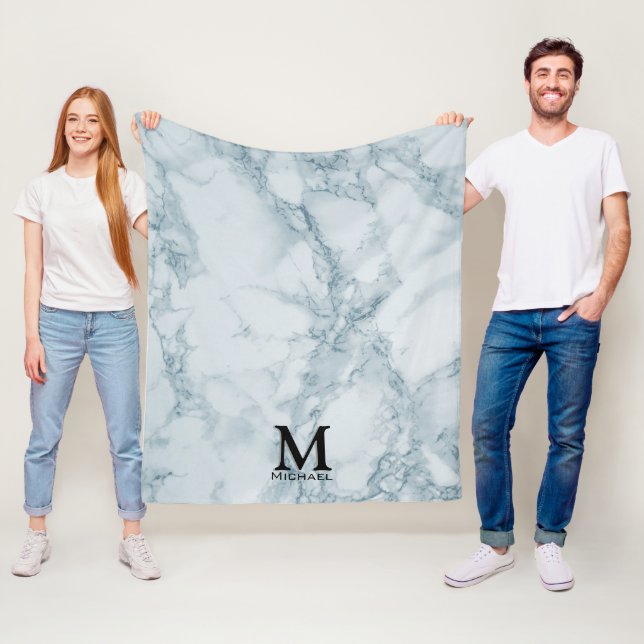 Monogram Blue Marble Fleece Blanket (In Situ)