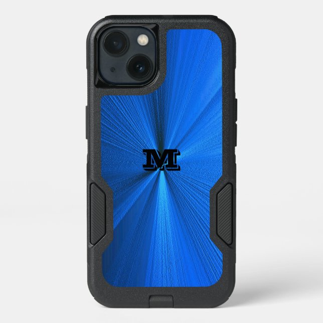 Monogram Blue Metallic Look Otterbox Case (Back)