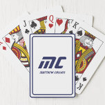 Monogram Blue Minimalist Name Modern Text Men's Poker Cards<br><div class="desc">Monogram Blue Minimalist Name Modern Text Mens Poker Cards feature a clean white background with a sleek dark blue monogram and personalized name. The minimalist lines on the edge add a modern, stylish touch, making these poker cards both practical and elegant. A perfect Christmas gift for your husband, these custom...</div>