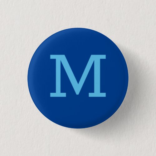 Monogram Blue Modern Add Your Name Initial Button