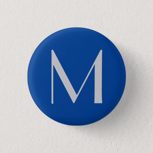 Monogram Blue Modern Add Your Name Initial Button