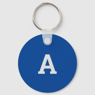 Monogram Blue Modern Add Your Name Initial Keychain