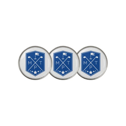 Monogram Blue Name Personalized Golf Ball Marker