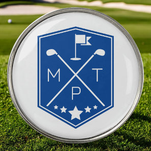 Monogram Blue Name Personalized Golf Ball Marker