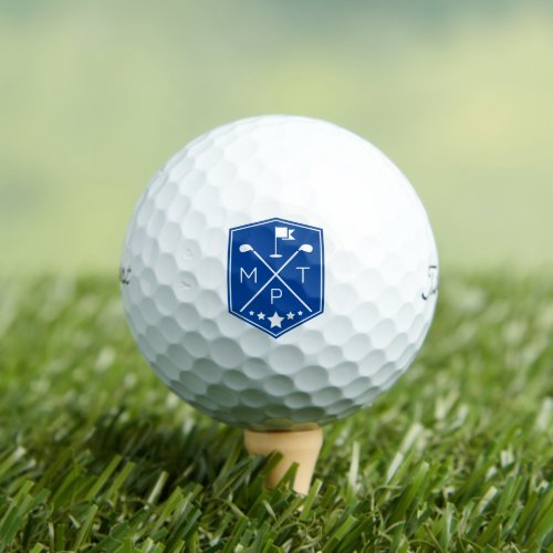 Monogram Blue Name Personalized Golf Balls