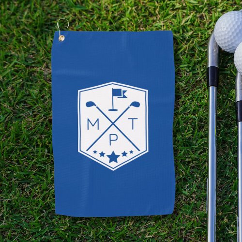 Monogram Blue Name Personalized Golf Towel