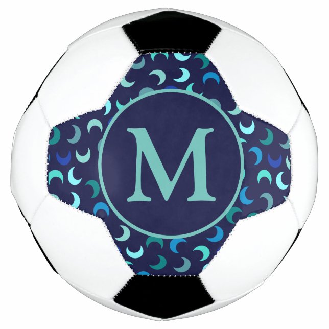 Monogram Blue New Moon Pattern Soccer Ball (Front)