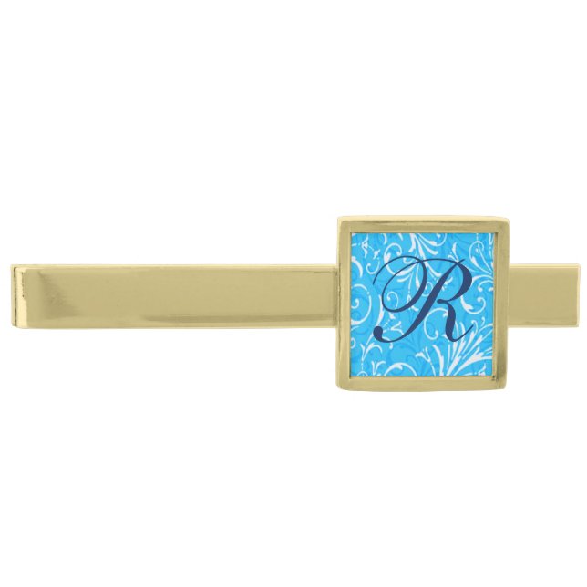 Monogram Blue Ornamental Tie Bar (Front)