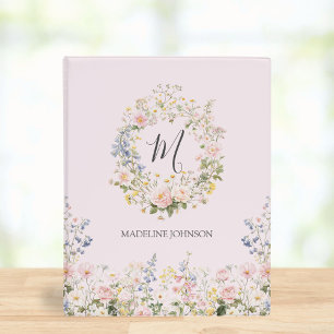 Monogram Blue Pink Flower Floral Baby Memory Book  Mini Binder