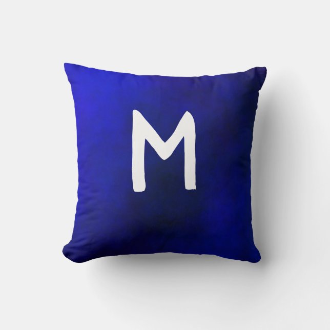 Monogram Blue Plasma Throw Pillow (Front)