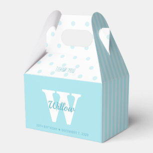 Monogram Blue Polka Dots Stripes Gable Favor Box