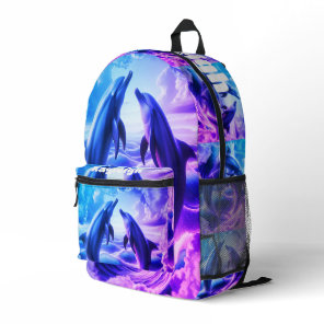 Monogram Blue & Purple Dolphins Ocean | Printed Backpack