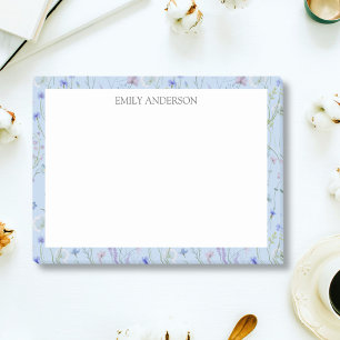 Monogram Blue Purple Pretty Wildflower Floral Post-it Notes