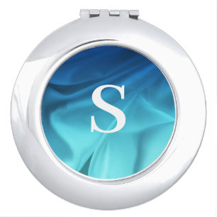 Monogram Blue Satin Compact Mirror