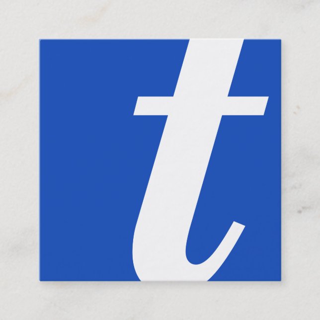 monogram blue square business card (Front)