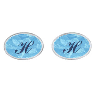 Monogram Blue Stain Glass Cufflinks