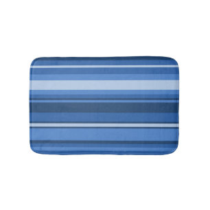 Monogram blue stripes bathroom mat