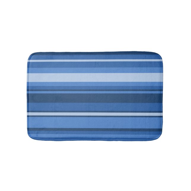 Monogram blue stripes bathroom mat (Front)