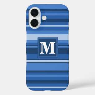 Monogram blue stripes iPhone 16 case