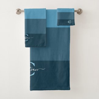 Monogram blue stripes cute