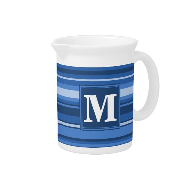 Monogram blue stripes drink pitcher (Right)