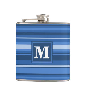 Monogram blue stripes flask