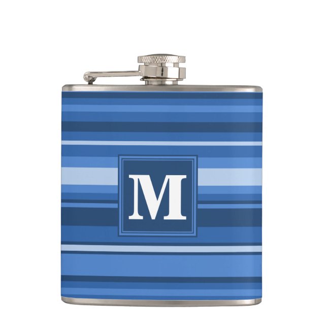 Monogram blue stripes flask (Front)