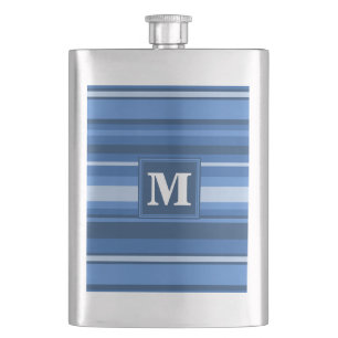 Monogram blue stripes flask