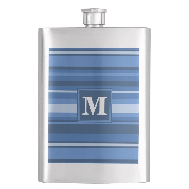Monogram blue stripes flask (Front)