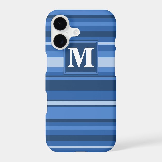 Monogram blue stripes iphone case (Back)