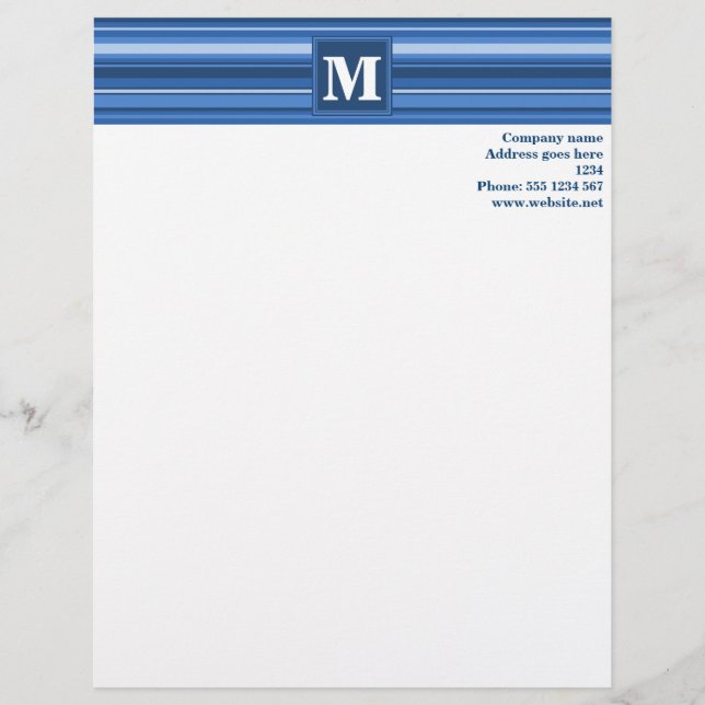 Monogram blue stripes letterhead (Front)