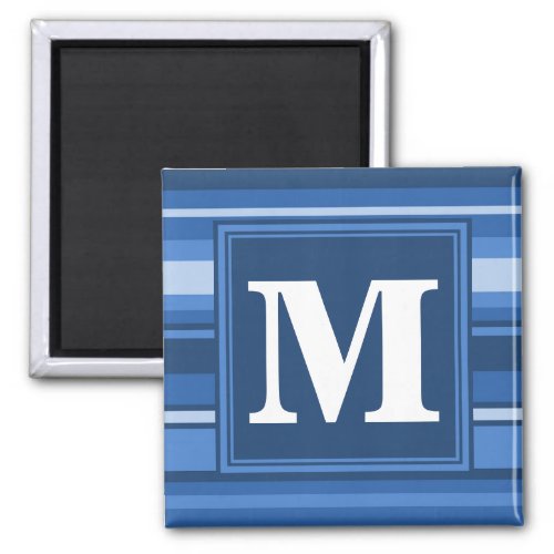 Monogram blue stripes magnet