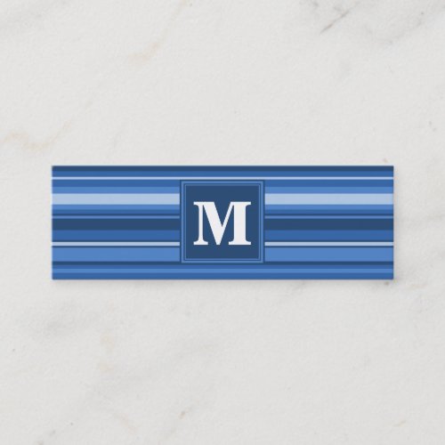 Monogram blue stripes mini business card