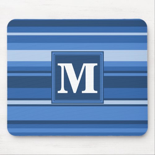 Monogram blue stripes mouse pad