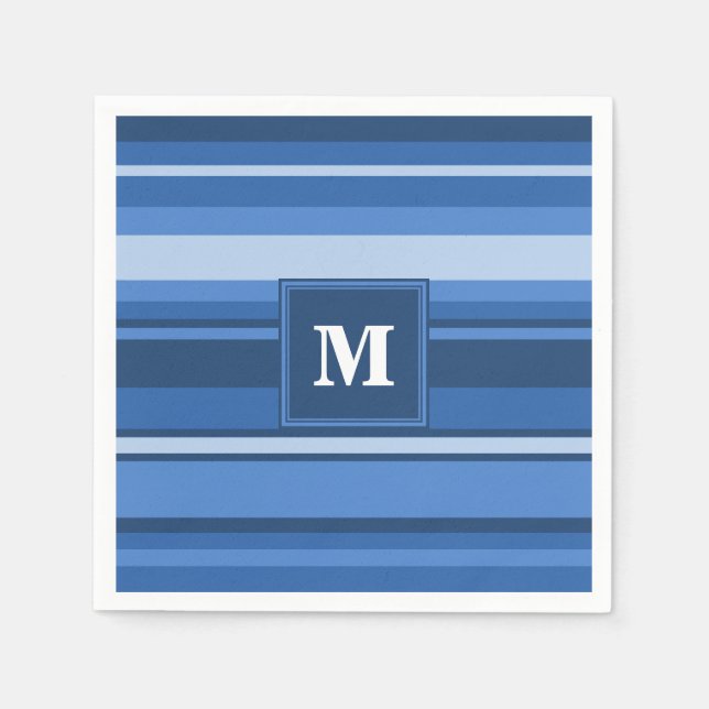 Monogram blue stripes napkins (Front)