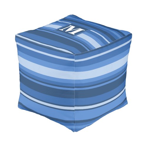 Monogram blue stripes pouf