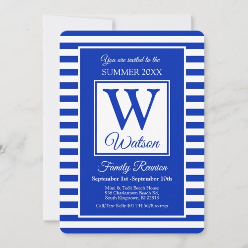 Monogram Blue Stripes Summer Family Reunion