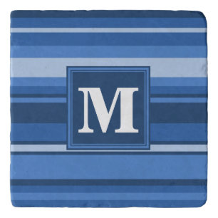 Monogram blue stripes trivet