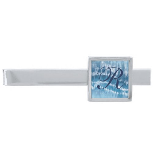 Monogram Blue Tie Dye Tie Bar