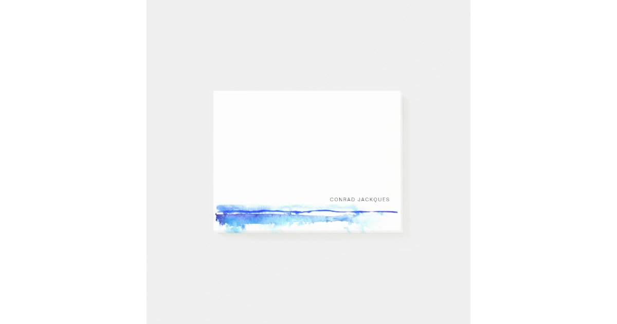 Monogram Blue Watercolor Line Minimalist Post-it Notes | Zazzle