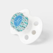Monogram Blue Wheels Scooters Cars Wagons Trucks Pacifier (Front Right)