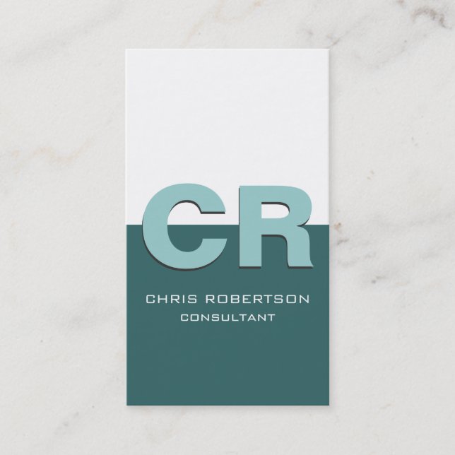 Monogram Blue White Consultant Business Card (Front)