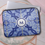 Monogram Blue   White Mediterranean Tile Pattern Laptop Sleeve<br><div class="desc">Add style to your daily routine with this lovely blue and white monogram laptop sleeve, featuring a traditional Mediterranean ceramic tile pattern. In the spirit of the finest Portuguese, Spanish and Moroccan vintage tiles, the motif is a pleasing array of geometric lines and swirls. Personalize with an initial for an...</div>