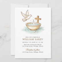 Monogram Blue Wreath Baptism Invitation for Boys