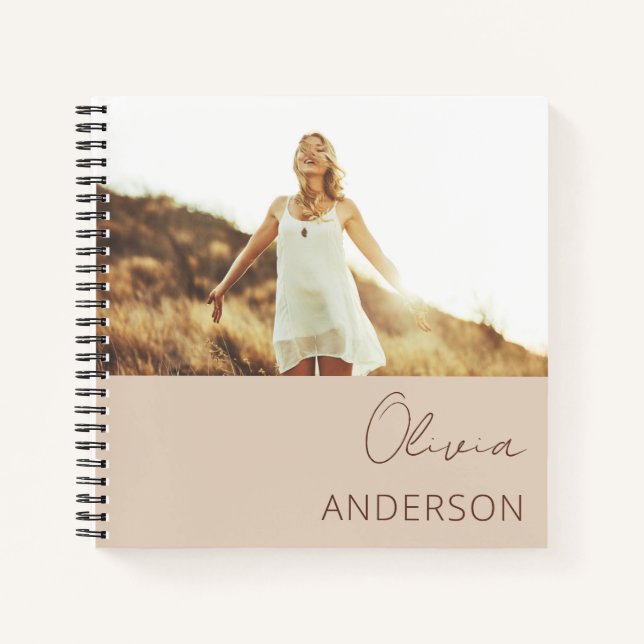 Monogram Blush Boho Modern Minimalist Feminine Notebook (Front)