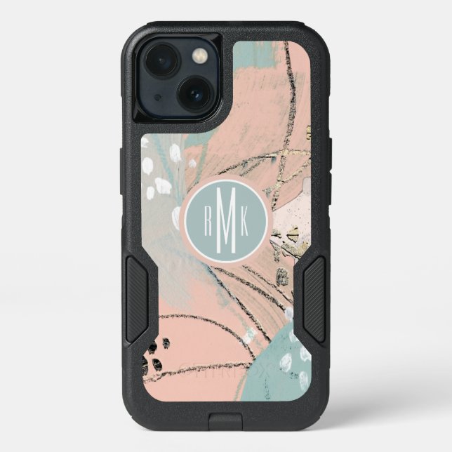 Monogram | Blush & Gold I Otterbox iPhone Case (Back)