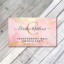 Monogram Blush Pink and Gold Modern Marble