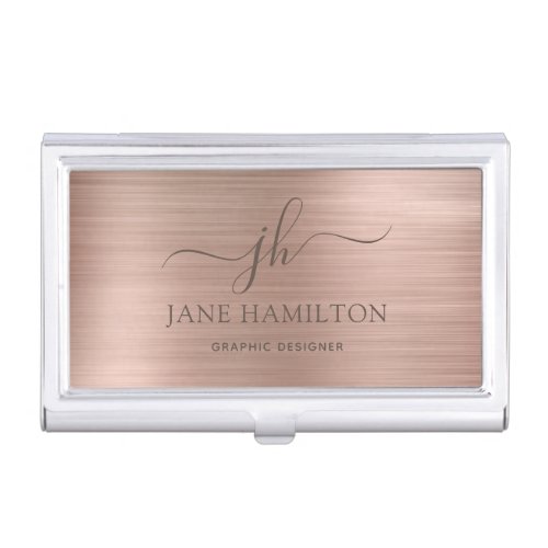 Monogram Blush Pink Business Card Case